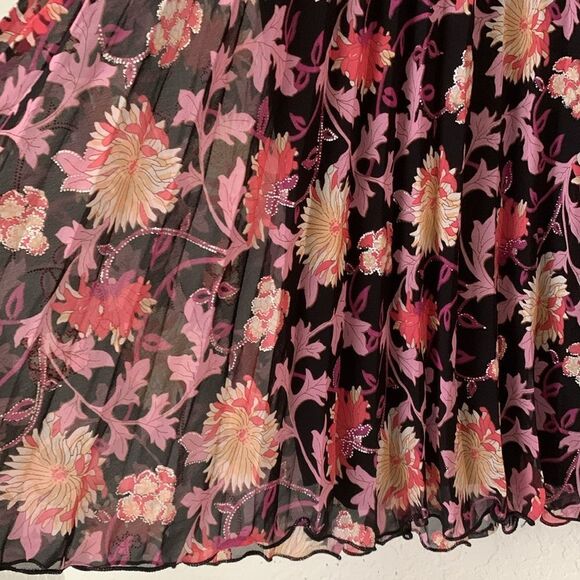 Jessi J Chiffon Pleated Floral Print Elastic Waist Women's Skirt Size 1X - Picture 2 of 8